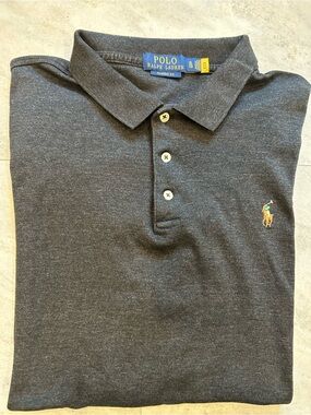 Ralph Lauren Men’s Dark Gray Heather Polo with Embroidered Pony